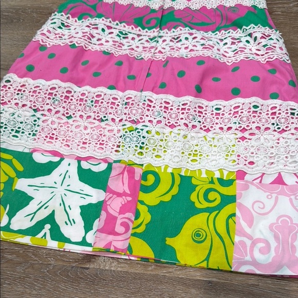 Lilly Pulitzer Strapless Floral SZ 0 Pink and Green Mini Dress for Vibrant Style - Picture 7 of 14